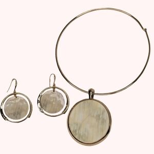 RLM Soho Robert Lee Morris brutalist gold tone chunky necklace & Earrings Set